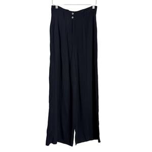 Marimekko Black Viscose Wide Leg High Waist Trouser Dress Pants Size 4